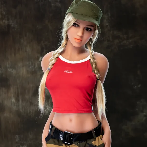 Alexa slim blonde silicone doll close-up