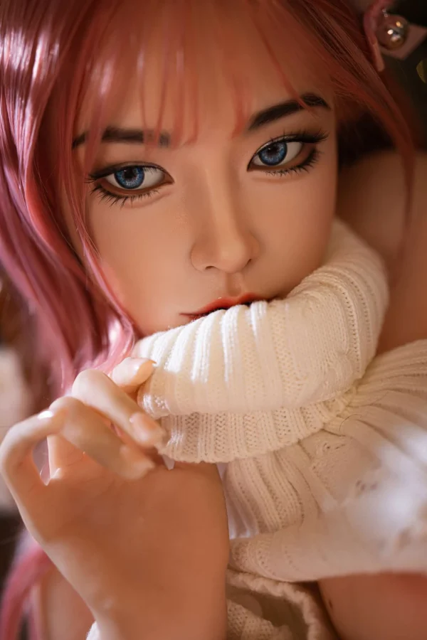 Aiko – 160cm / 5.23' Japanese Face Cute Sexy Sex Doll Big Bust Pink Hair White Sweater & Bunny Ears - Image 35
