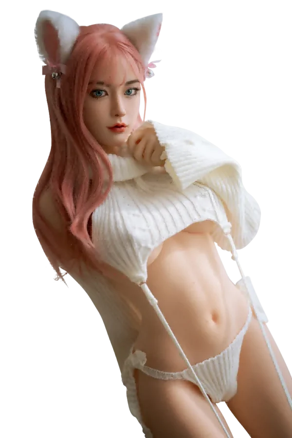 Aiko – 160cm / 5.23' Japanese Face Cute Sexy Sex Doll Big Bust Pink Hair White Sweater & Bunny Ears - Image 39