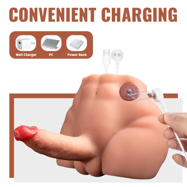 Electric Dildo Torso for Gay Men – Realistic Silicone Butt with Vibration [US IN STOCK] - Image 3