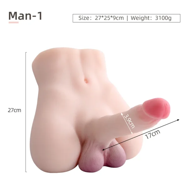 Gay Masturbator Sex Toy With 6.7in Dildo – Realistic Male Torso for Intense Pleasure [US IN STOCK] - Image 13