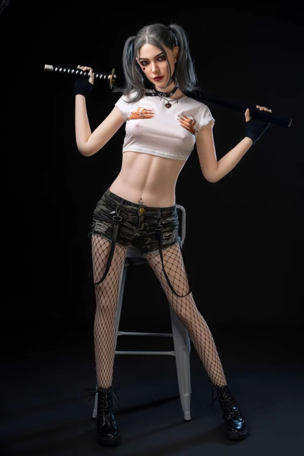 Tall cosplay sex doll Camila dressed in Harley Quinn outfit