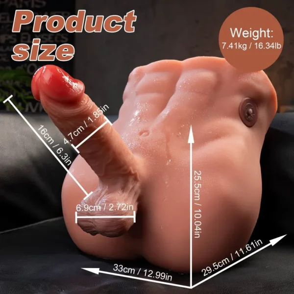 Muscular Vibrating Male Torso Masturbator – Realistic Gay Sex Toy for Intense Pleasure [US IN STOCK] - Image 6