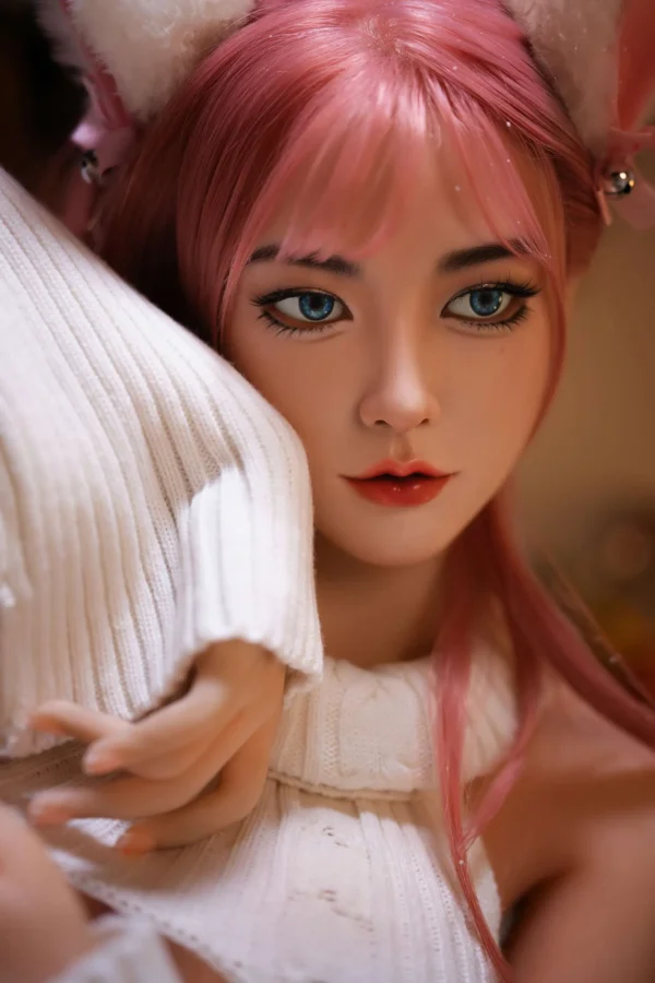 Aiko – 160cm / 5.23' Japanese Face Cute Sexy Sex Doll Big Bust Pink Hair White Sweater & Bunny Ears - Image 14