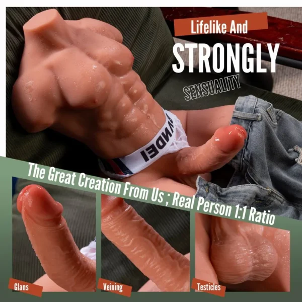 Muscular Vibrating Male Torso Sex Toy – Realistic Gay Pleasure Companion [US IN STOCK] - Image 7