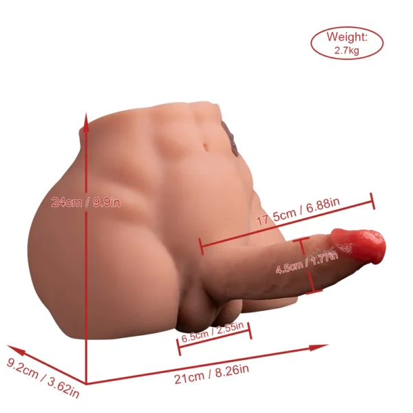 Electric Dildo Torso for Gay Men – Realistic Silicone Butt with Vibration [US IN STOCK] - Image 7